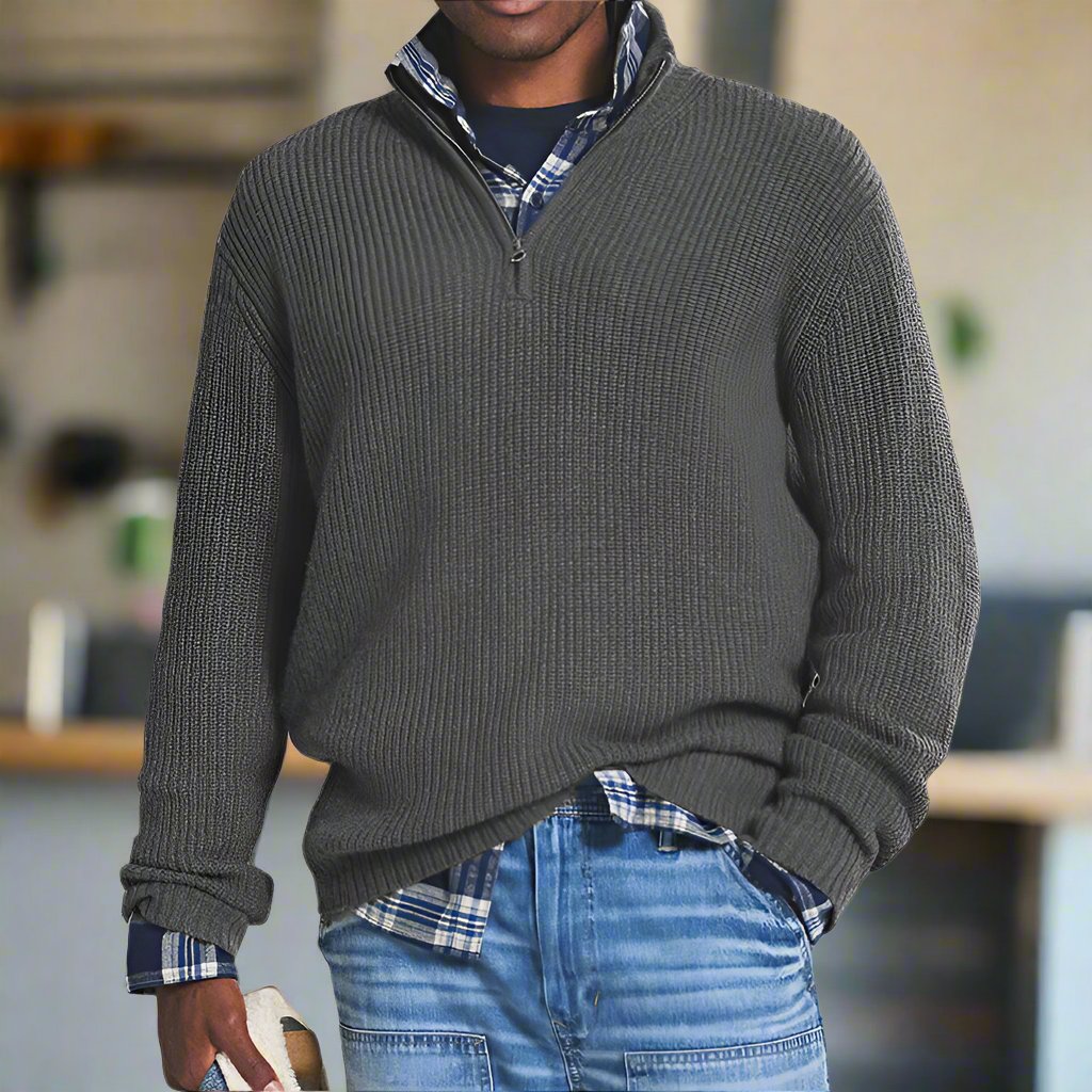 Sebastian - Knit sweater with half zipper