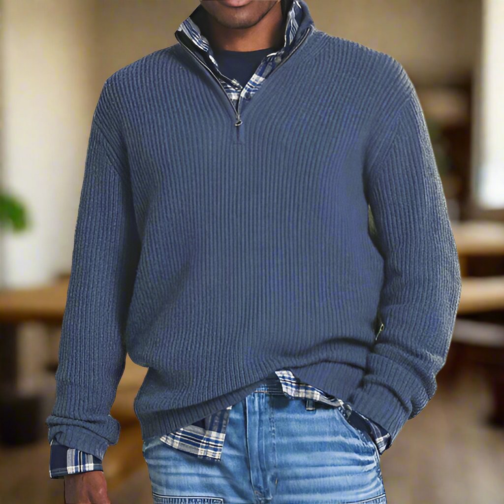 Sebastian - Knit sweater with half zipper