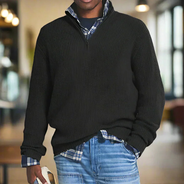 Sebastian - Knit sweater with half zipper
